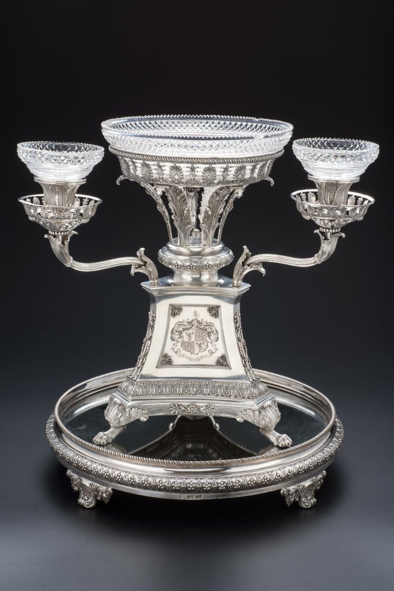 Silver epergne presented to William Farquhar