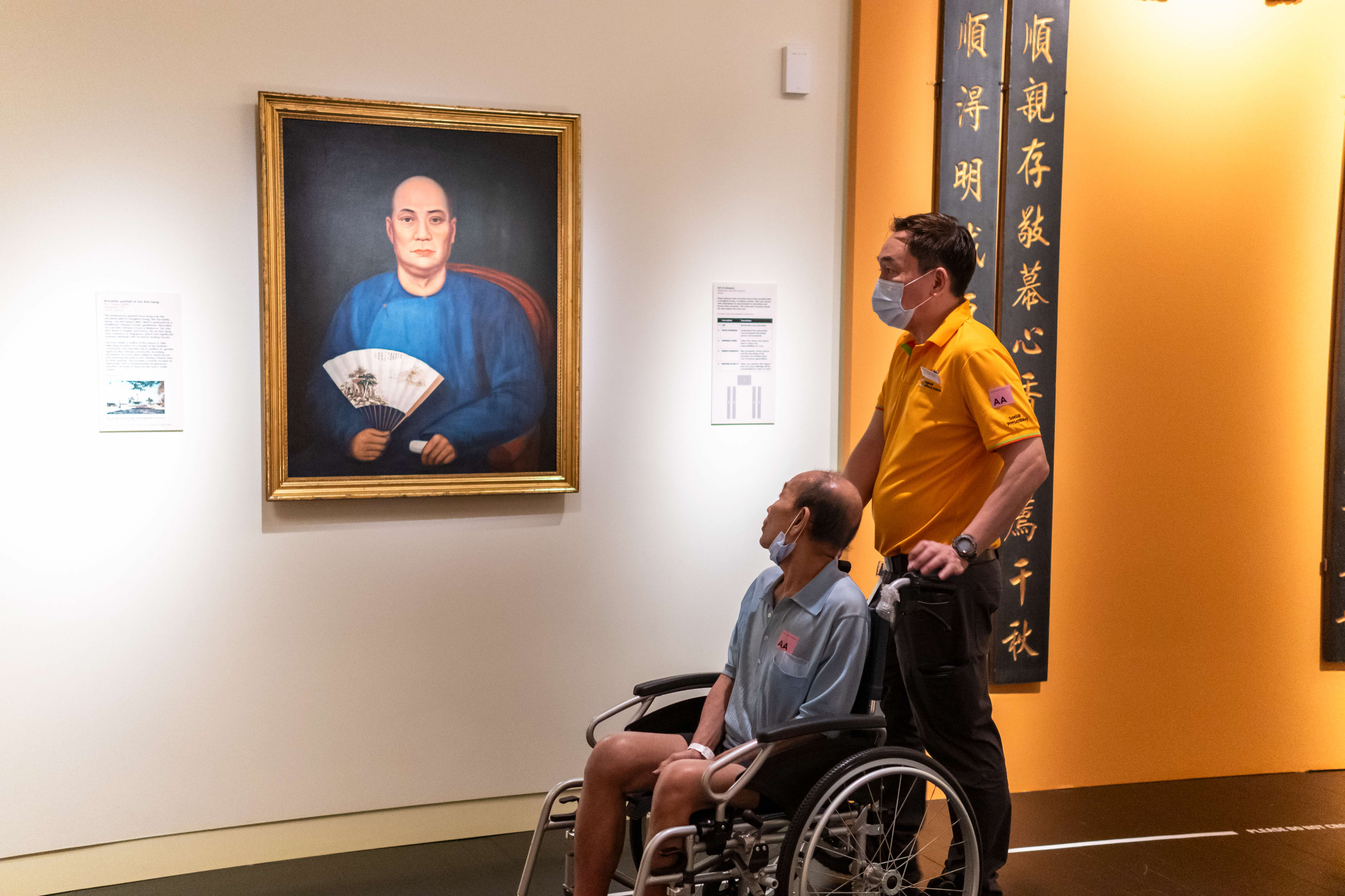 Visitor on wheelchair in galleries 